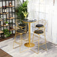 Glam Gold Iron Bar Table 21.6"W Round Top Marble Bistro Table for Breakroom Clearhalo 'Bar Furniture' 'Bar Tables' 'bar_tables' 'furn' 'furn_bar_tables' 'Furniture' 'furniture_bar_tables' 'Kitchen & Dining Furniture' 'kitchen&dining_furn' 'kitchen' 4296434