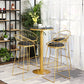 Glam Gold Iron Bar Table 21.6"W Round Top Marble Bistro Table for Breakroom Clearhalo 'Bar Furniture' 'Bar Tables' 'bar_tables' 'furn' 'furn_bar_tables' 'Furniture' 'furniture_bar_tables' 'Kitchen & Dining Furniture' 'kitchen&dining_furn' 'kitchen' 4296438