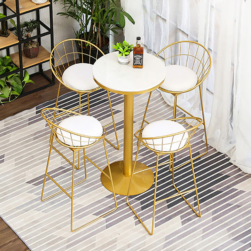 Glam Gold Iron Bar Table 21.6"W Round Top Marble Bistro Table for Breakroom Clearhalo 'Bar Furniture' 'Bar Tables' 'bar_tables' 'furn' 'furn_bar_tables' 'Furniture' 'furniture_bar_tables' 'Kitchen & Dining Furniture' 'kitchen&dining_furn' 'kitchen' 4296445