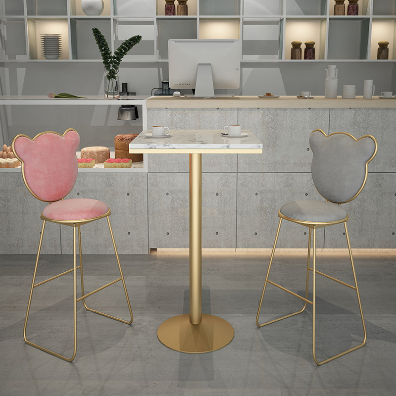 Glam Gold Metal Bar Table 21.6"W Top Marble Bistro Table for Breakroom Clearhalo 'Bar Furniture' 'Bar Tables' 'bar_tables' 'furn' 'furn_bar_tables' 'Furniture' 'furniture_bar_tables' 'Kitchen & Dining Furniture' 'kitchen&dining_furn' 'kitchen' 4296452