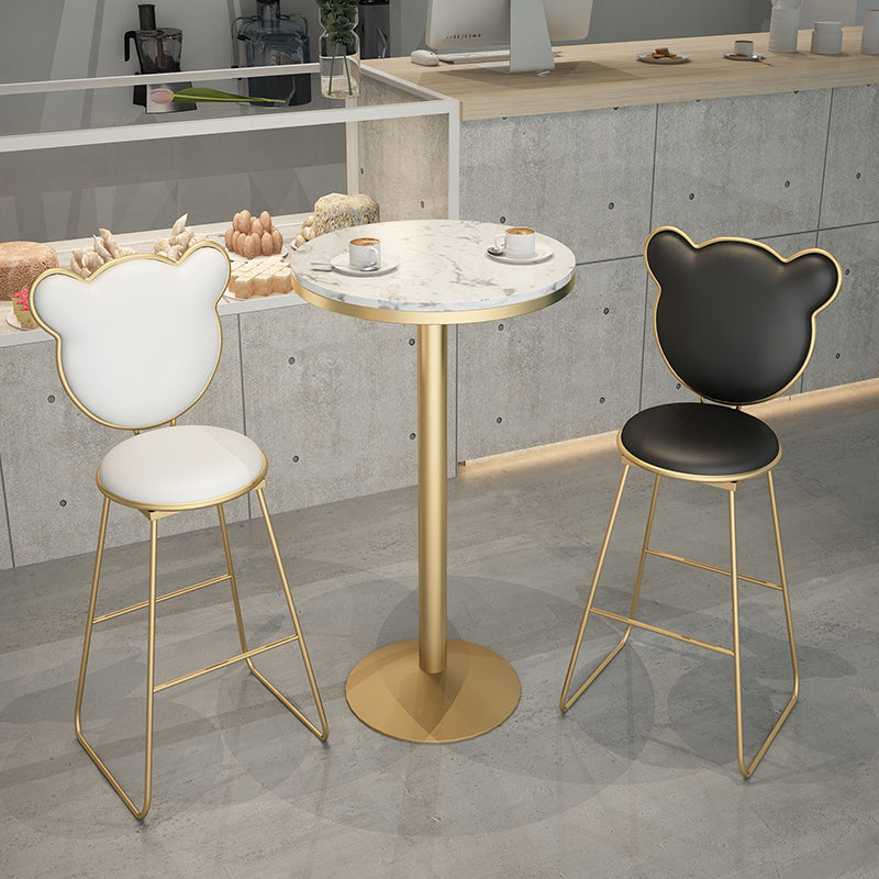 Glam Gold Metal Bar Table 21.6"W Top Marble Bistro Table for Breakroom Clearhalo 'Bar Furniture' 'Bar Tables' 'bar_tables' 'furn' 'furn_bar_tables' 'Furniture' 'furniture_bar_tables' 'Kitchen & Dining Furniture' 'kitchen&dining_furn' 'kitchen' 4296453