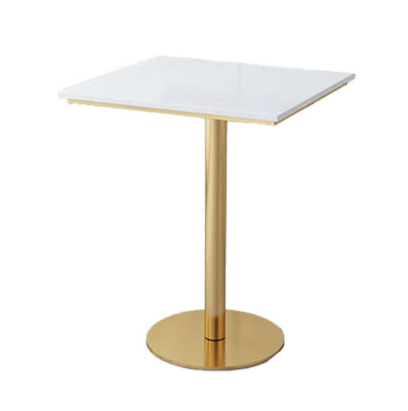 Glam Gold Metal Bar Table 21.6"W Top Marble Bistro Table for Breakroom Square Without Chairs Clearhalo 'Bar Furniture' 'Bar Tables' 'bar_tables' 'furn' 'furn_bar_tables' 'Furniture' 'furniture_bar_tables' 'Kitchen & Dining Furniture' 'kitchen&dining_furn' 'kitchen' 4296454