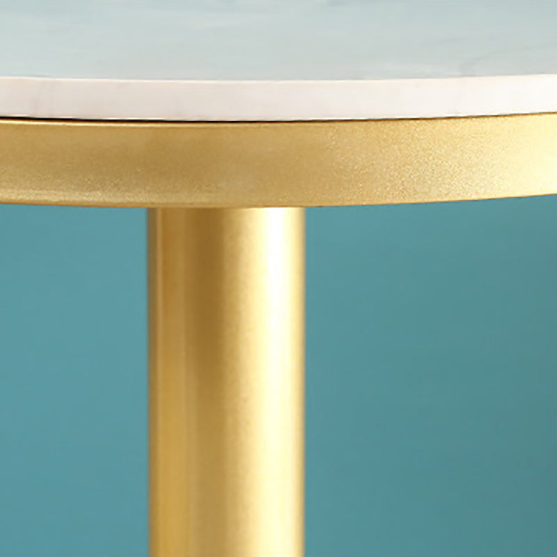 Glam Gold Metal Bar Table 21.6"W Top Marble Bistro Table for Breakroom Clearhalo 'Bar Furniture' 'Bar Tables' 'bar_tables' 'furn' 'furn_bar_tables' 'Furniture' 'furniture_bar_tables' 'Kitchen & Dining Furniture' 'kitchen&dining_furn' 'kitchen' 4296457