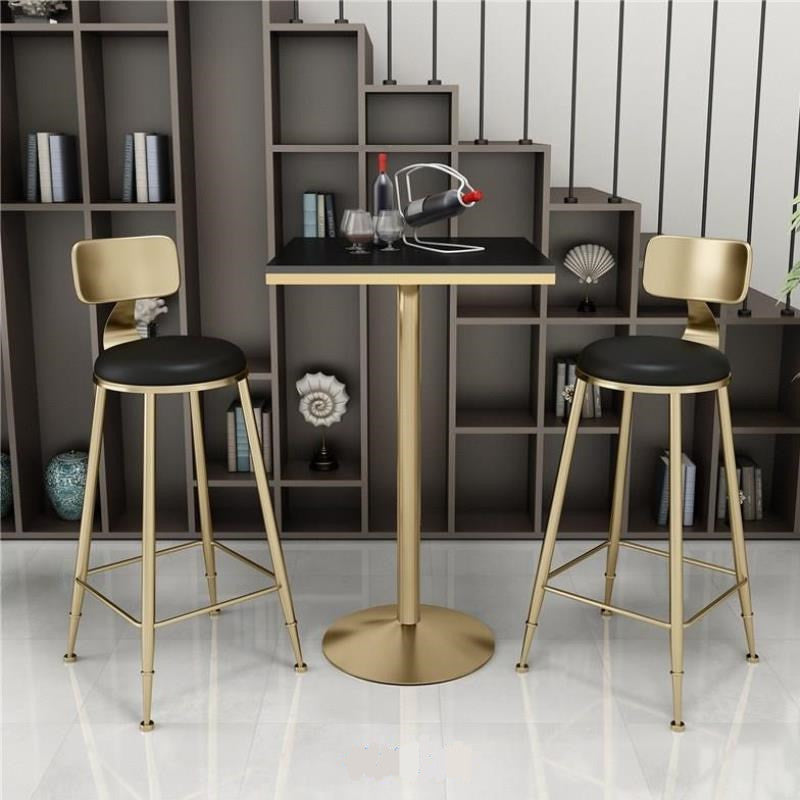 Glam Style Gold Metal Bar Table 21.6"W Top Marble Indoor Bistro Table Clearhalo 'Bar Furniture' 'Bar Tables' 'bar_tables' 'furn' 'furn_bar_tables' 'Furniture' 'furniture_bar_tables' 'Kitchen & Dining Furniture' 'kitchen&dining_furn' 'kitchen' 4296476