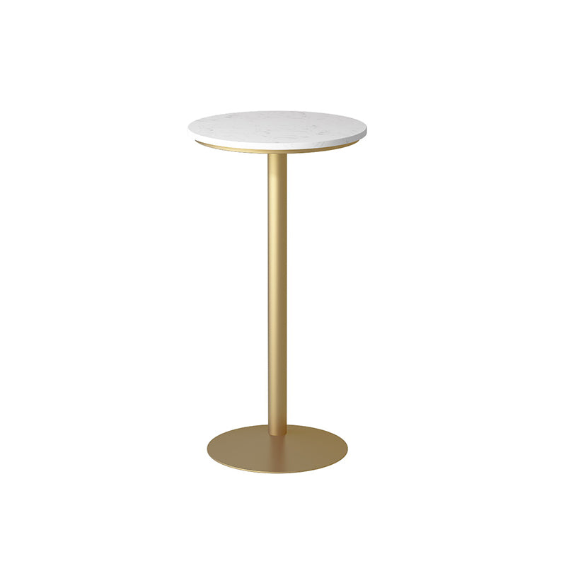 Glam Style Gold Metal Bar Table 21.6"W Top Marble Indoor Bistro Table White Round Without Chairs Clearhalo 'Bar Furniture' 'Bar Tables' 'bar_tables' 'furn' 'furn_bar_tables' 'Furniture' 'furniture_bar_tables' 'Kitchen & Dining Furniture' 'kitchen&dining_furn' 'kitchen' 4296477