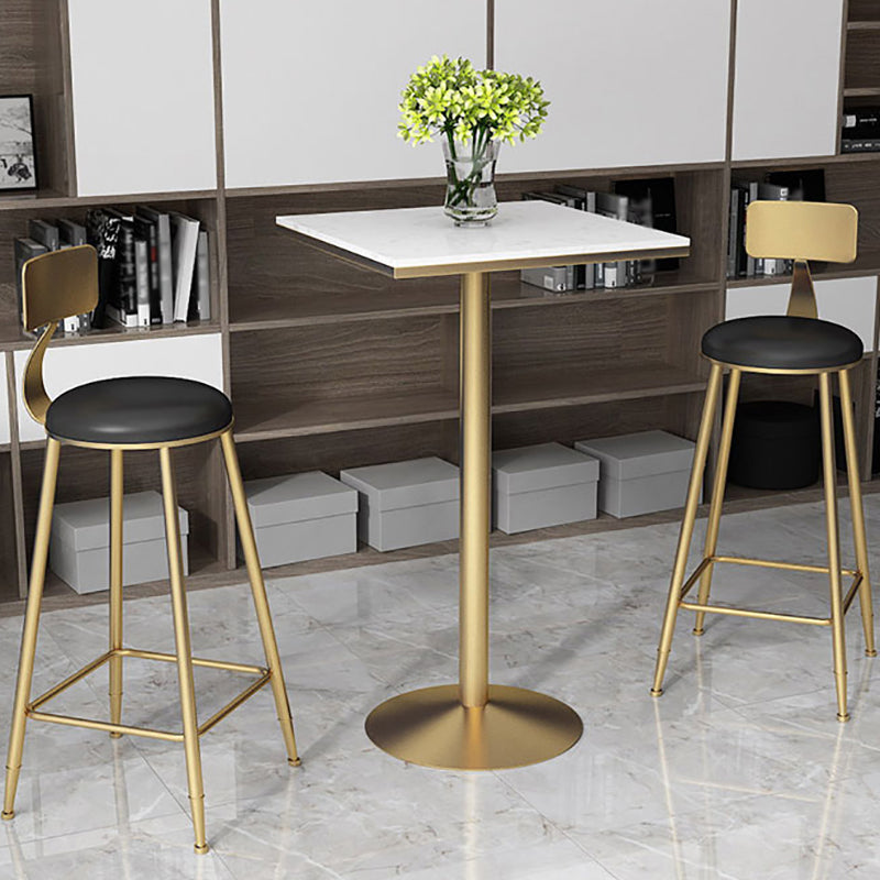 Glam Style Gold Metal Bar Table 21.6"W Top Marble Indoor Bistro Table Clearhalo 'Bar Furniture' 'Bar Tables' 'bar_tables' 'furn' 'furn_bar_tables' 'Furniture' 'furniture_bar_tables' 'Kitchen & Dining Furniture' 'kitchen&dining_furn' 'kitchen' 4296479