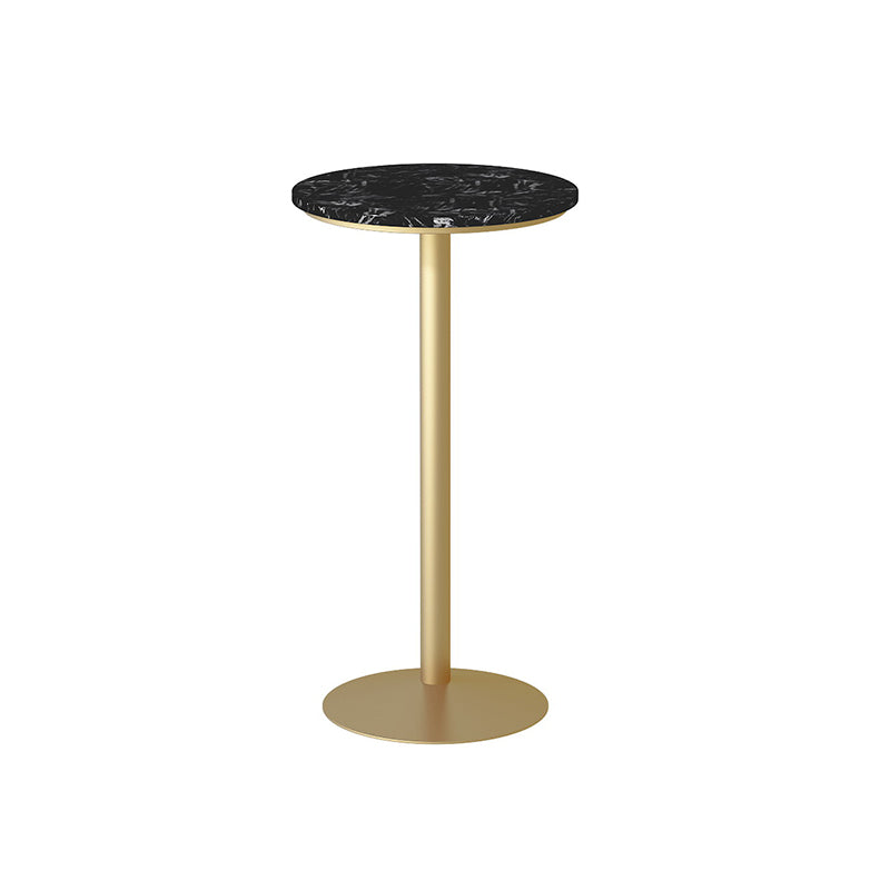 Glam Style Gold Metal Bar Table 21.6"W Top Marble Indoor Bistro Table Black Round Without Chairs Clearhalo 'Bar Furniture' 'Bar Tables' 'bar_tables' 'furn' 'furn_bar_tables' 'Furniture' 'furniture_bar_tables' 'Kitchen & Dining Furniture' 'kitchen&dining_furn' 'kitchen' 4296483