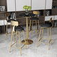Glam Style Gold Metal Bar Table 21.6"W Top Marble Indoor Bistro Table Clearhalo 'Bar Furniture' 'Bar Tables' 'bar_tables' 'furn' 'furn_bar_tables' 'Furniture' 'furniture_bar_tables' 'Kitchen & Dining Furniture' 'kitchen&dining_furn' 'kitchen' 4296488