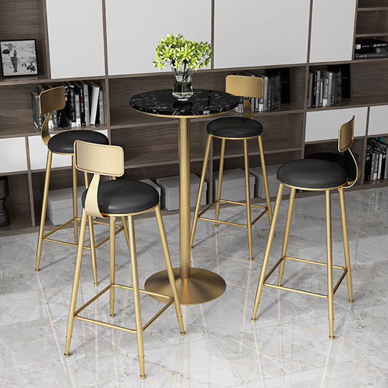 Glam Style Gold Metal Bar Table 21.6"W Top Marble Indoor Bistro Table Clearhalo 'Bar Furniture' 'Bar Tables' 'bar_tables' 'furn' 'furn_bar_tables' 'Furniture' 'furniture_bar_tables' 'Kitchen & Dining Furniture' 'kitchen&dining_furn' 'kitchen' 4296488