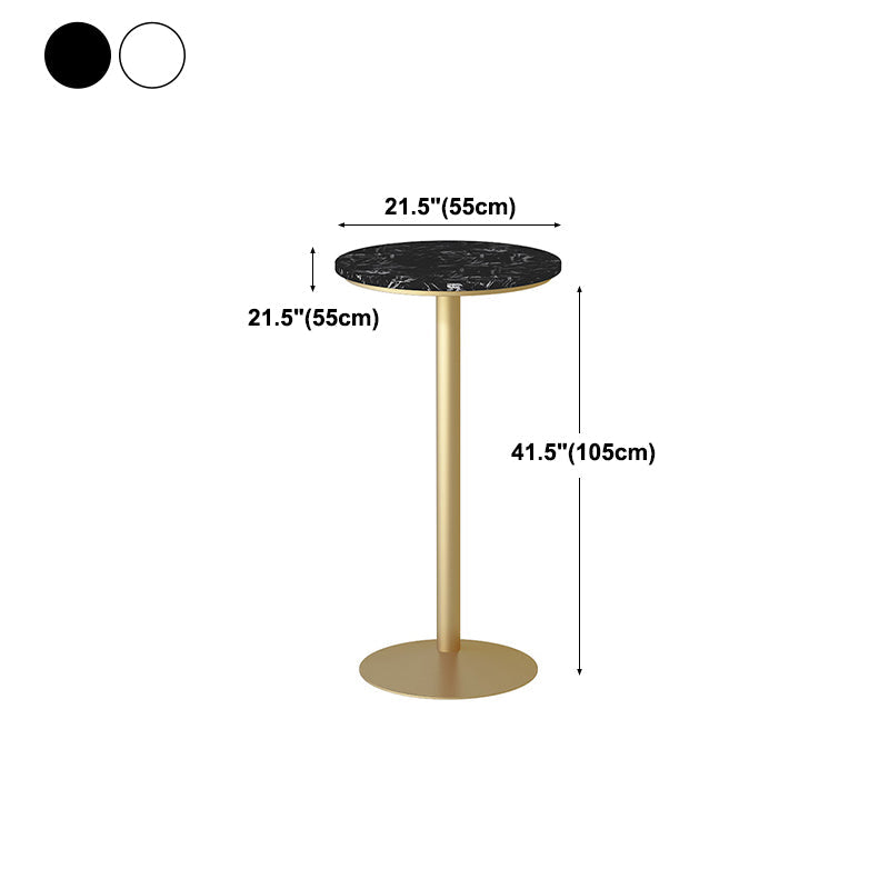 Glam Style Gold Metal Bar Table 21.6"W Top Marble Indoor Bistro Table Clearhalo 'Bar Furniture' 'Bar Tables' 'bar_tables' 'furn' 'furn_bar_tables' 'Furniture' 'furniture_bar_tables' 'Kitchen & Dining Furniture' 'kitchen&dining_furn' 'kitchen' 4296490