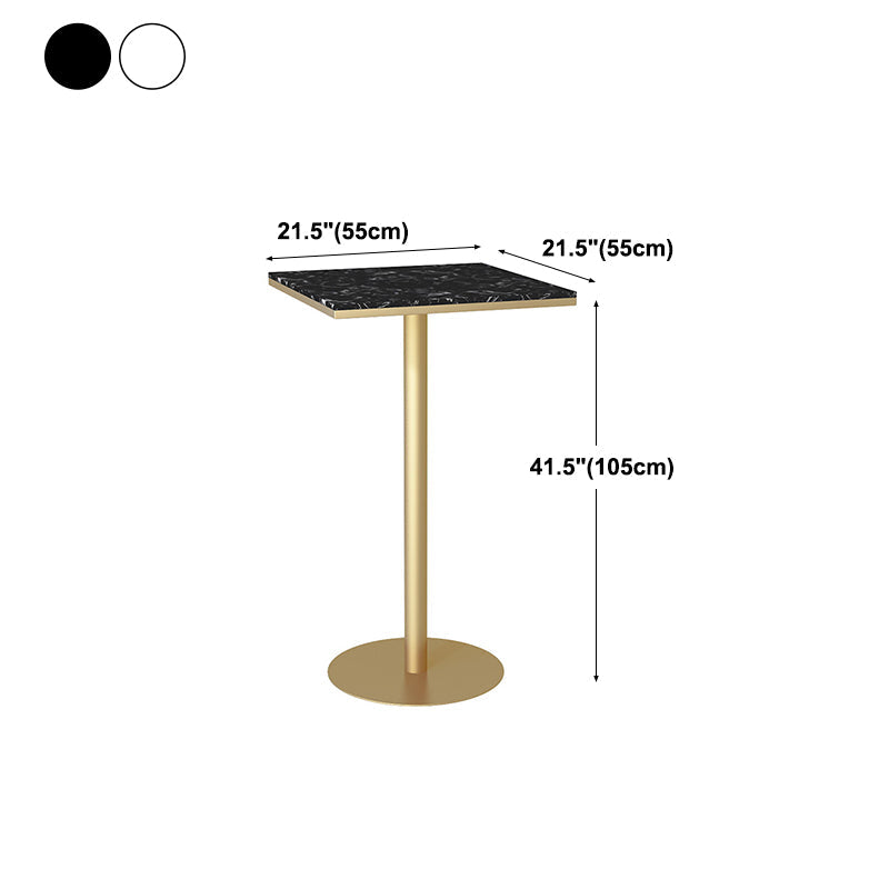 Glam Style Gold Metal Bar Table 21.6"W Top Marble Indoor Bistro Table Clearhalo 'Bar Furniture' 'Bar Tables' 'bar_tables' 'furn' 'furn_bar_tables' 'Furniture' 'furniture_bar_tables' 'Kitchen & Dining Furniture' 'kitchen&dining_furn' 'kitchen' 4296491