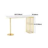 Glam Style 41.3"H Bar Table Marble White Top Specialty Bistro Table in Gold Clearhalo 'Bar Furniture' 'Bar Tables' 'bar_tables' 'furn' 'furn_bar_tables' 'Furniture' 'furniture_bar_tables' 'Kitchen & Dining Furniture' 'kitchen&dining_furn' 'kitchen' 4296500