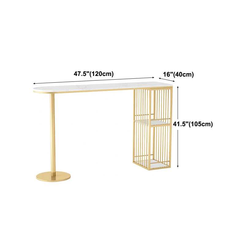 Glam Style 41.3"H Bar Table Marble White Top Specialty Bistro Table in Gold Clearhalo 'Bar Furniture' 'Bar Tables' 'bar_tables' 'furn' 'furn_bar_tables' 'Furniture' 'furniture_bar_tables' 'Kitchen & Dining Furniture' 'kitchen&dining_furn' 'kitchen' 4296501