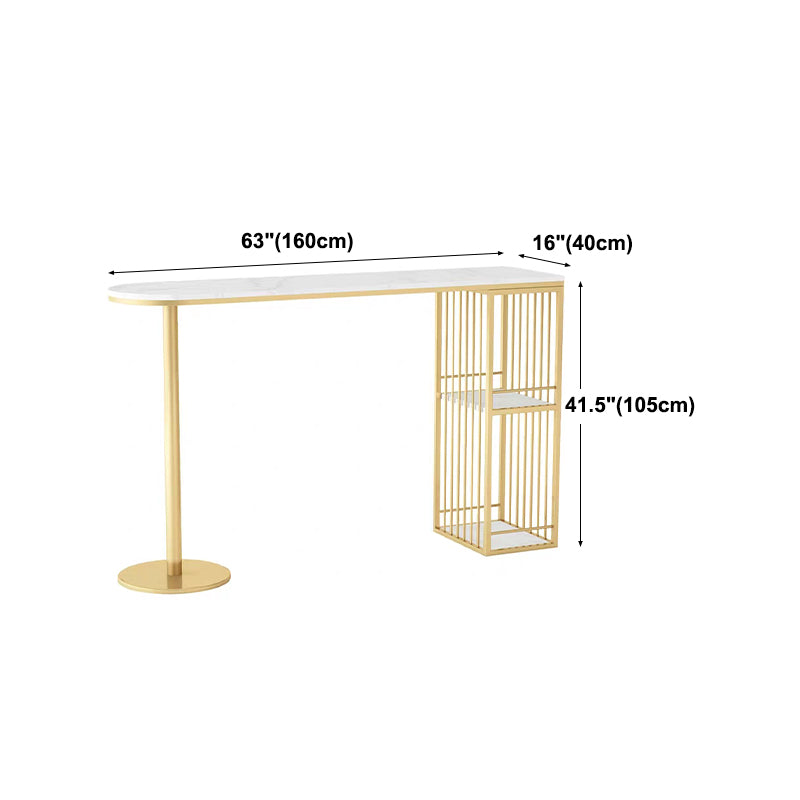 Glam Style 41.3"H Bar Table Marble White Top Specialty Bistro Table in Gold Clearhalo 'Bar Furniture' 'Bar Tables' 'bar_tables' 'furn' 'furn_bar_tables' 'Furniture' 'furniture_bar_tables' 'Kitchen & Dining Furniture' 'kitchen&dining_furn' 'kitchen' 4296504