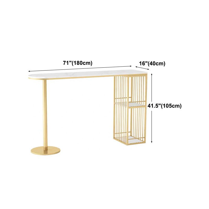 Glam Style 41.3"H Bar Table Marble White Top Specialty Bistro Table in Gold Clearhalo 'Bar Furniture' 'Bar Tables' 'bar_tables' 'furn' 'furn_bar_tables' 'Furniture' 'furniture_bar_tables' 'Kitchen & Dining Furniture' 'kitchen&dining_furn' 'kitchen' 4296505