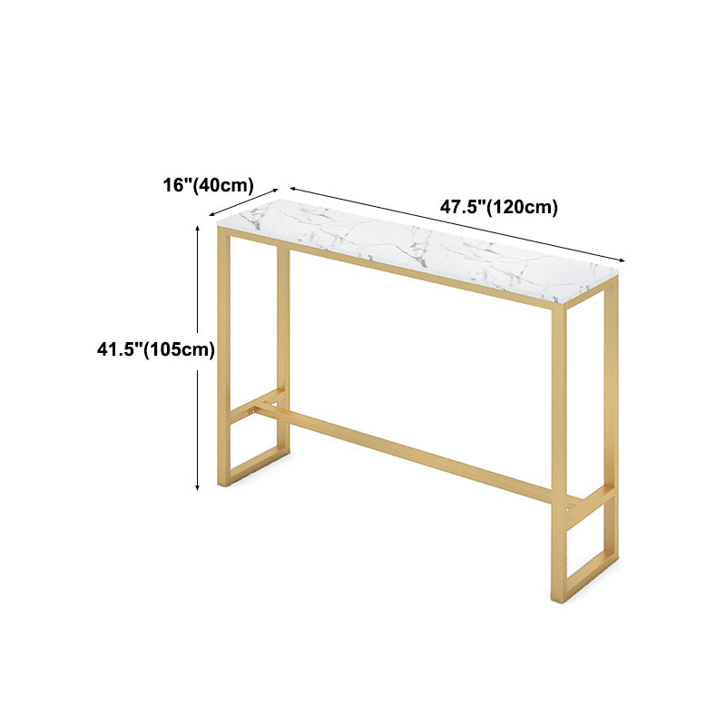 Glam Style Gold 41.3"H Bar Table Marble White Rectangle Top Bistro Table for Living Room Clearhalo 'Bar Furniture' 'Bar Tables' 'bar_tables' 'furn' 'furn_bar_tables' 'Furniture' 'furniture_bar_tables' 'Kitchen & Dining Furniture' 'kitchen&dining_furn' 'kitchen' 4296517