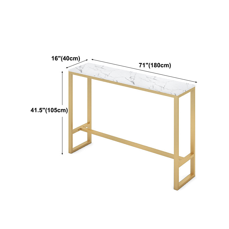 Glam Style Gold 41.3"H Bar Table Marble White Rectangle Top Bistro Table for Living Room Clearhalo 'Bar Furniture' 'Bar Tables' 'bar_tables' 'furn' 'furn_bar_tables' 'Furniture' 'furniture_bar_tables' 'Kitchen & Dining Furniture' 'kitchen&dining_furn' 'kitchen' 4296520