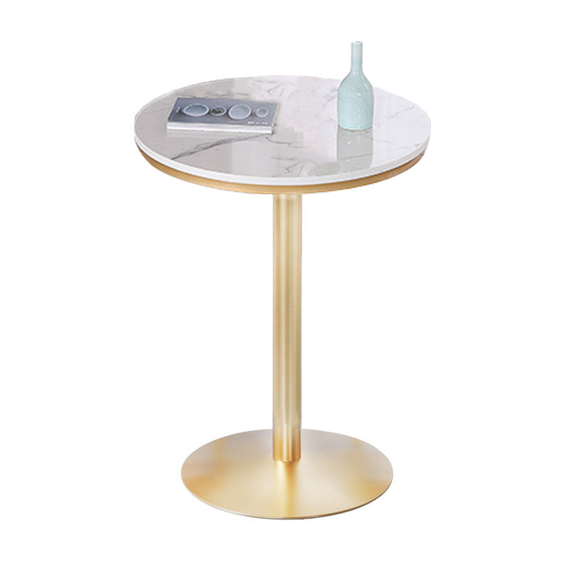 Glam Style Gold Metal Bar Table Round Indoor 41.3"H Pedestal Bistro Table Faux Marble Without Chairs Clearhalo 'Bar Furniture' 'Bar Tables' 'bar_tables' 'furn' 'furn_bar_tables' 'Furniture' 'furniture_bar_tables' 'Kitchen & Dining Furniture' 'kitchen&dining_furn' 'kitchen' 4296523