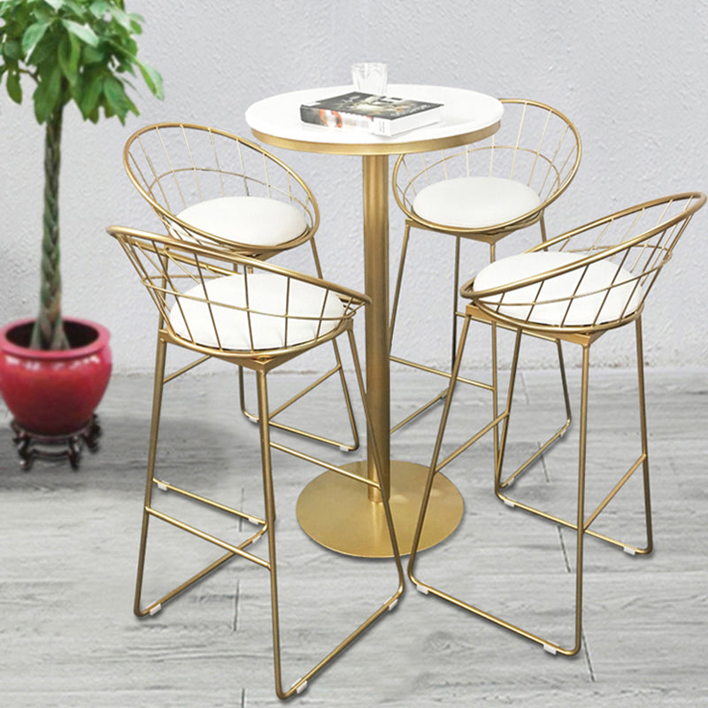 Glam Style Gold Metal Bar Table Round Indoor 41.3"H Pedestal Bistro Table Clearhalo 'Bar Furniture' 'Bar Tables' 'bar_tables' 'furn' 'furn_bar_tables' 'Furniture' 'furniture_bar_tables' 'Kitchen & Dining Furniture' 'kitchen&dining_furn' 'kitchen' 4296524