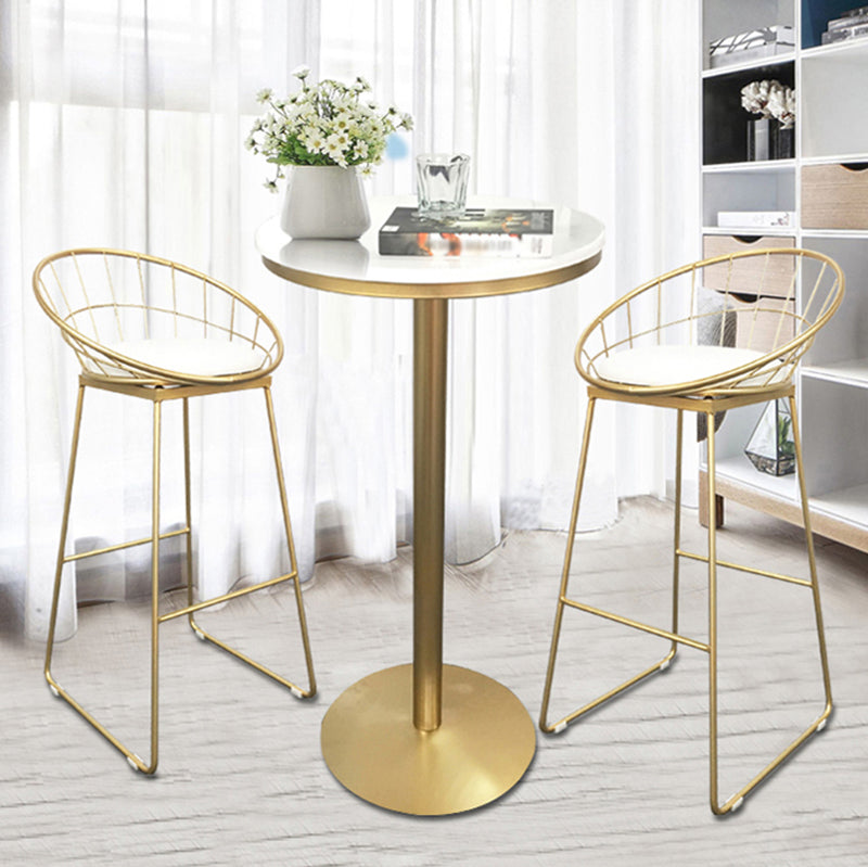 Glam Style Gold Metal Bar Table Round Indoor 41.3"H Pedestal Bistro Table Clearhalo 'Bar Furniture' 'Bar Tables' 'bar_tables' 'furn' 'furn_bar_tables' 'Furniture' 'furniture_bar_tables' 'Kitchen & Dining Furniture' 'kitchen&dining_furn' 'kitchen' 4296531