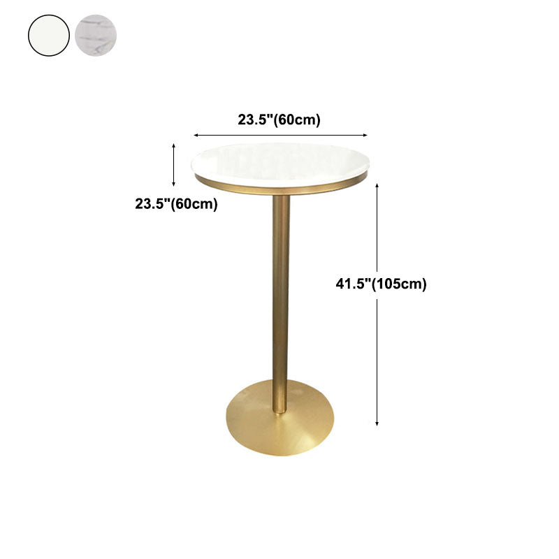 Glam Style Gold Metal Bar Table Round Indoor 41.3"H Pedestal Bistro Table Clearhalo 'Bar Furniture' 'Bar Tables' 'bar_tables' 'furn' 'furn_bar_tables' 'Furniture' 'furniture_bar_tables' 'Kitchen & Dining Furniture' 'kitchen&dining_furn' 'kitchen' 4296534