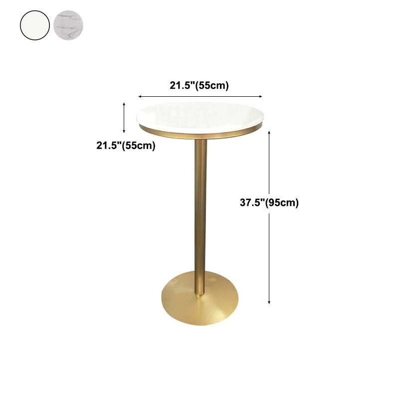 Glam Style Gold Metal Bar Table Round Indoor 41.3"H Pedestal Bistro Table Clearhalo 'Bar Furniture' 'Bar Tables' 'bar_tables' 'furn' 'furn_bar_tables' 'Furniture' 'furniture_bar_tables' 'Kitchen & Dining Furniture' 'kitchen&dining_furn' 'kitchen' 4296535