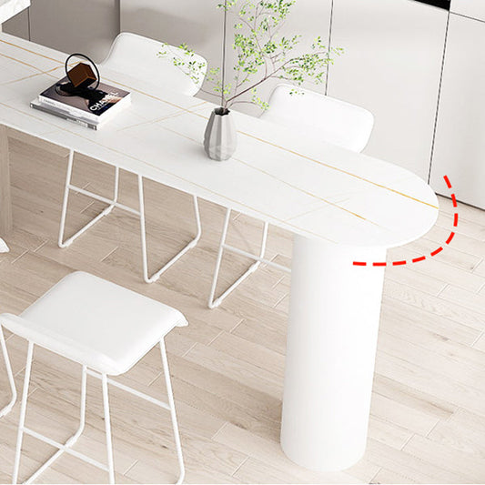 Stone Kitchen Double Pedestal Hall/Pub Table Modern Bistro Bar Height Cocktail Table Clearhalo 'Bar Furniture' 'Bar Tables' 'bar_tables' 'furn' 'furn_bar_tables' 'Furniture' 'furniture_bar_tables' 'Kitchen & Dining Furniture' 'kitchen&dining_furn' 'kitchen' 4296560