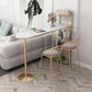 Contemporary Marble Counter Wine Table Double Pedestal Bistro Bar Height Cocktail Table 70.9"L x 15.7"W x 41.3"H Gold Without Chairs Clearhalo 'Bar Furniture' 'Bar Tables' 'bar_tables' 'furn' 'furn_bar_tables' 'Furniture' 'furniture_bar_tables' 'Kitchen & Dining Furniture' 'kitchen&dining_furn' 'kitchen' 4296594