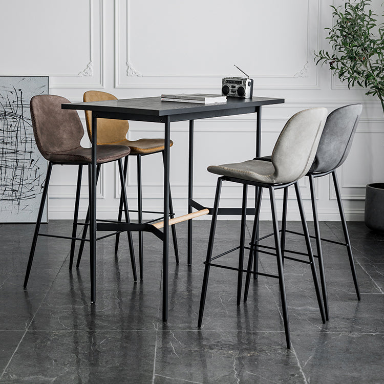 Modern Armless Backrest Counter Stool Iron Bedroom Bar Stool with Leather Cushion Clearhalo 'Bar Furniture' 'Bar Stools' 'bar_stools' 'furn' 'furn_bar_stools' 'furniture_bar_stools' 'Kitchen & Dining Furniture' 'kitchen&dining_furn' 'kitchen' 'kitchen_furn' Furniture' 4296609