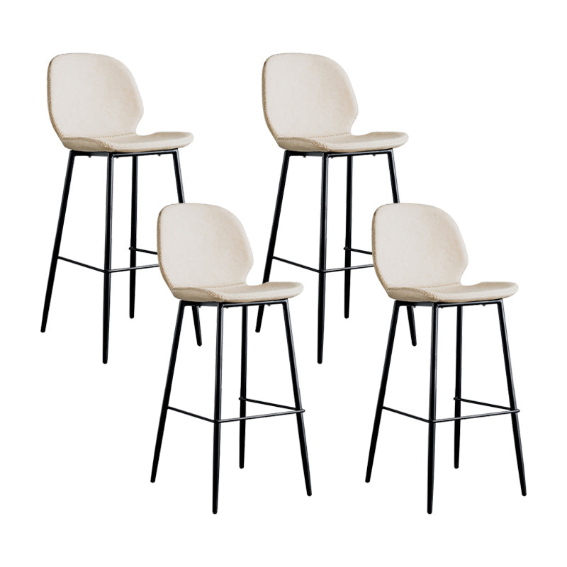 Modern Armless Backrest Counter Stool Iron Bedroom Bar Stool with Leather Cushion Off-White 4 Piece Set Clearhalo 'Bar Furniture' 'Bar Stools' 'bar_stools' 'furn' 'furn_bar_stools' 'furniture_bar_stools' 'Kitchen & Dining Furniture' 'kitchen&dining_furn' 'kitchen' 'kitchen_furn' Furniture' 4296610