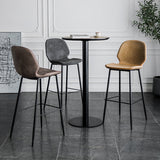 Modern Armless Backrest Counter Stool Iron Bedroom Bar Stool with Leather Cushion Clearhalo 'Bar Furniture' 'Bar Stools' 'bar_stools' 'furn' 'furn_bar_stools' 'furniture_bar_stools' 'Kitchen & Dining Furniture' 'kitchen&dining_furn' 'kitchen' 'kitchen_furn' Furniture' 4296611