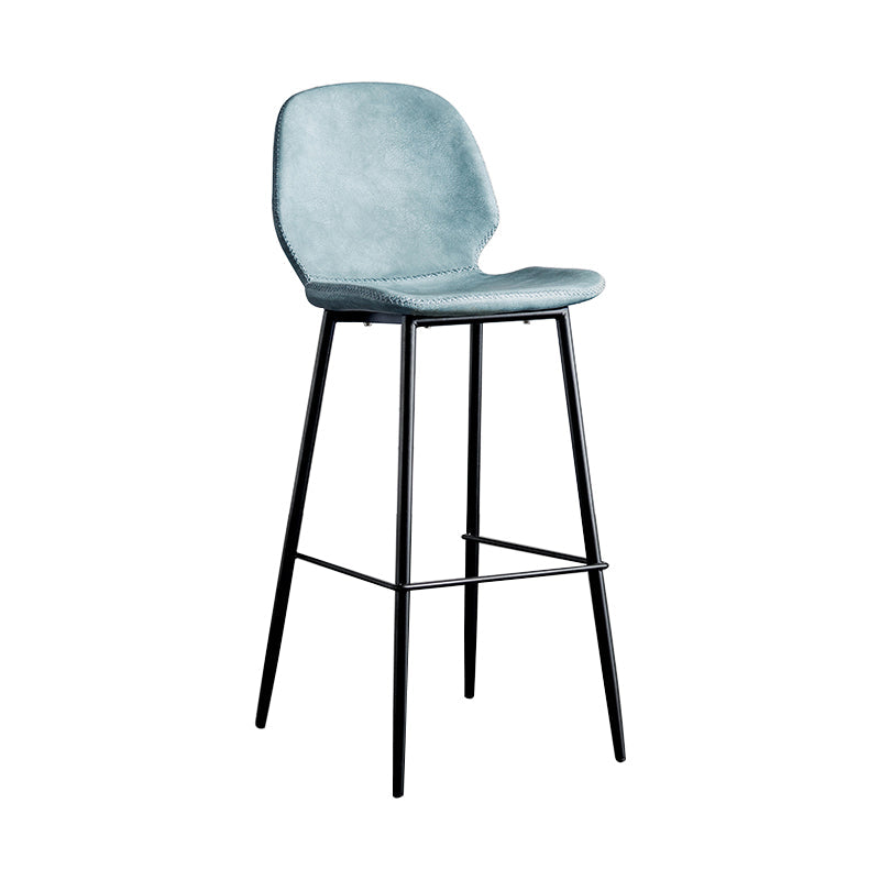 Modern Armless Backrest Counter Stool Iron Bedroom Bar Stool with Leather Cushion Clearhalo 'Bar Furniture' 'Bar Stools' 'bar_stools' 'furn' 'furn_bar_stools' 'furniture_bar_stools' 'Kitchen & Dining Furniture' 'kitchen&dining_furn' 'kitchen' 'kitchen_furn' Furniture' 4296615