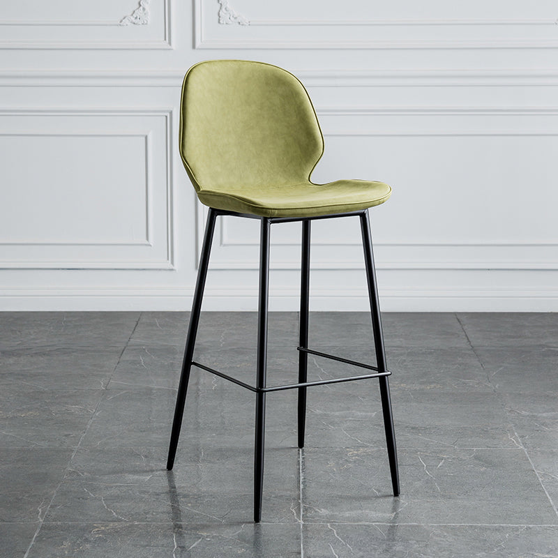 Modern Armless Backrest Counter Stool Iron Bedroom Bar Stool with Leather Cushion Light Green 1 Piece Clearhalo 'Bar Furniture' 'Bar Stools' 'bar_stools' 'furn' 'furn_bar_stools' 'furniture_bar_stools' 'Kitchen & Dining Furniture' 'kitchen&dining_furn' 'kitchen' 'kitchen_furn' Furniture' 4296632