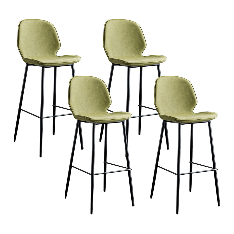 Modern Armless Backrest Counter Stool Iron Bedroom Bar Stool with Leather Cushion Light Green 4 Piece Set Clearhalo 'Bar Furniture' 'Bar Stools' 'bar_stools' 'furn' 'furn_bar_stools' 'furniture_bar_stools' 'Kitchen & Dining Furniture' 'kitchen&dining_furn' 'kitchen' 'kitchen_furn' Furniture' 4296634