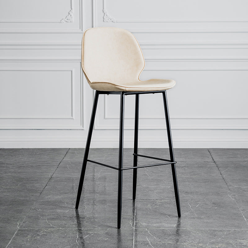 Modern Armless Backrest Counter Stool Iron Bedroom Bar Stool with Leather Cushion White 1 Piece Clearhalo 'Bar Furniture' 'Bar Stools' 'bar_stools' 'furn' 'furn_bar_stools' 'furniture_bar_stools' 'Kitchen & Dining Furniture' 'kitchen&dining_furn' 'kitchen' 'kitchen_furn' Furniture' 4296635