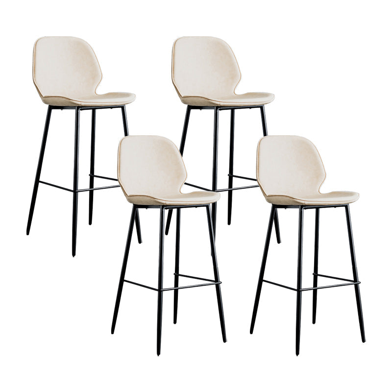 Modern Armless Backrest Counter Stool Iron Bedroom Bar Stool with Leather Cushion White 4 Piece Set Clearhalo 'Bar Furniture' 'Bar Stools' 'bar_stools' 'furn' 'furn_bar_stools' 'furniture_bar_stools' 'Kitchen & Dining Furniture' 'kitchen&dining_furn' 'kitchen' 'kitchen_furn' Furniture' 4296637