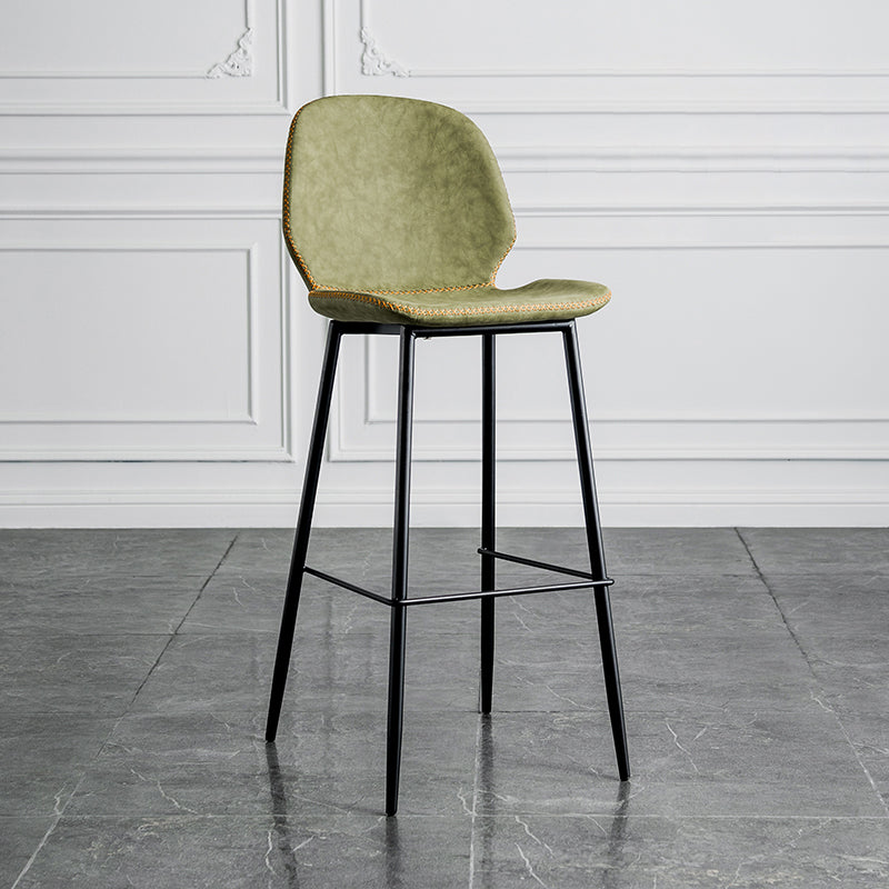Modern Armless Backrest Counter Stool Iron Bedroom Bar Stool with Leather Cushion Green 1 Piece Clearhalo 'Bar Furniture' 'Bar Stools' 'bar_stools' 'furn' 'furn_bar_stools' 'furniture_bar_stools' 'Kitchen & Dining Furniture' 'kitchen&dining_furn' 'kitchen' 'kitchen_furn' Furniture' 4296638