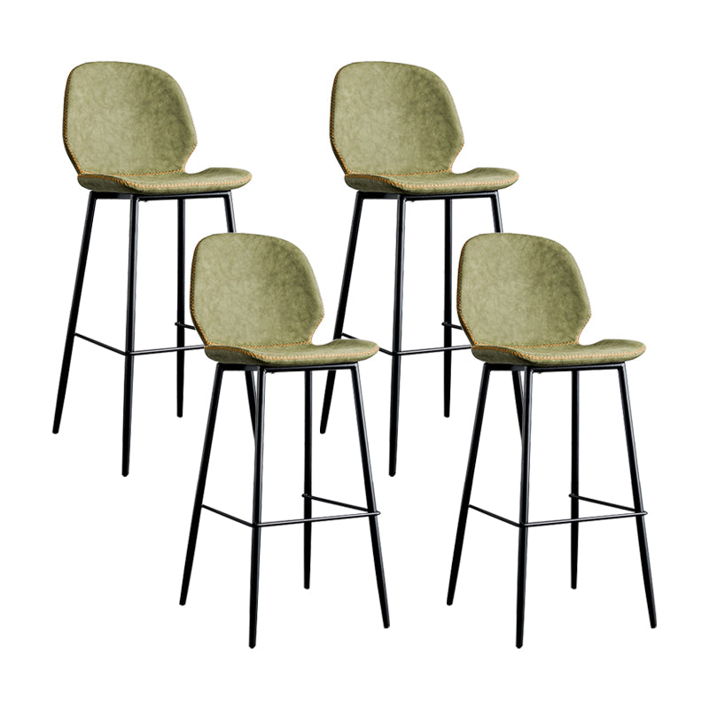 Modern Armless Backrest Counter Stool Iron Bedroom Bar Stool with Leather Cushion Green 4 Piece Set Clearhalo 'Bar Furniture' 'Bar Stools' 'bar_stools' 'furn' 'furn_bar_stools' 'furniture_bar_stools' 'Kitchen & Dining Furniture' 'kitchen&dining_furn' 'kitchen' 'kitchen_furn' Furniture' 4296640