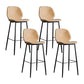 Modern Armless Backrest Counter Stool Iron Bedroom Bar Stool with Leather Cushion Light Brown 4 Piece Set Clearhalo 'Bar Furniture' 'Bar Stools' 'bar_stools' 'furn' 'furn_bar_stools' 'furniture_bar_stools' 'Kitchen & Dining Furniture' 'kitchen&dining_furn' 'kitchen' 'kitchen_furn' Furniture' 4296643