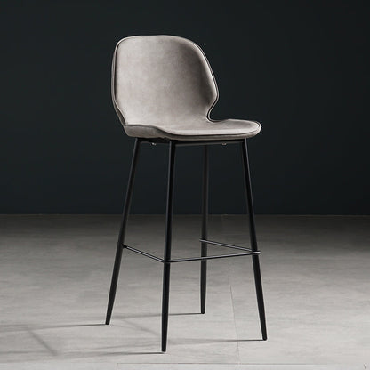 Modern Armless Backrest Counter Stool Iron Bedroom Bar Stool with Leather Cushion Grey 1 Piece Clearhalo 'Bar Furniture' 'Bar Stools' 'bar_stools' 'furn' 'furn_bar_stools' 'furniture_bar_stools' 'Kitchen & Dining Furniture' 'kitchen&dining_furn' 'kitchen' 'kitchen_furn' Furniture' 4296644