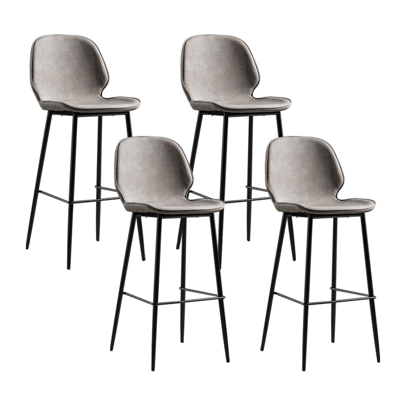 Modern Armless Backrest Counter Stool Iron Bedroom Bar Stool with Leather Cushion Grey 4 Piece Set Clearhalo 'Bar Furniture' 'Bar Stools' 'bar_stools' 'furn' 'furn_bar_stools' 'furniture_bar_stools' 'Kitchen & Dining Furniture' 'kitchen&dining_furn' 'kitchen' 'kitchen_furn' Furniture' 4296646