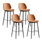 Modern Armless Backrest Counter Stool Iron Bedroom Bar Stool with Leather Cushion Orange 4 Piece Set Clearhalo 'Bar Furniture' 'Bar Stools' 'bar_stools' 'furn' 'furn_bar_stools' 'furniture_bar_stools' 'Kitchen & Dining Furniture' 'kitchen&dining_furn' 'kitchen' 'kitchen_furn' Furniture' 4296649