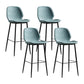 Modern Armless Backrest Counter Stool Iron Bedroom Bar Stool with Leather Cushion Light Blue 4 Piece Set Clearhalo 'Bar Furniture' 'Bar Stools' 'bar_stools' 'furn' 'furn_bar_stools' 'furniture_bar_stools' 'Kitchen & Dining Furniture' 'kitchen&dining_furn' 'kitchen' 'kitchen_furn' Furniture' 4296652