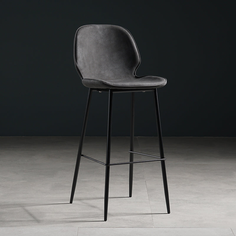 Modern Armless Backrest Counter Stool Iron Bedroom Bar Stool with Leather Cushion White-Gray 1 Piece Clearhalo 'Bar Furniture' 'Bar Stools' 'bar_stools' 'furn' 'furn_bar_stools' 'furniture_bar_stools' 'Kitchen & Dining Furniture' 'kitchen&dining_furn' 'kitchen' 'kitchen_furn' Furniture' 4296653