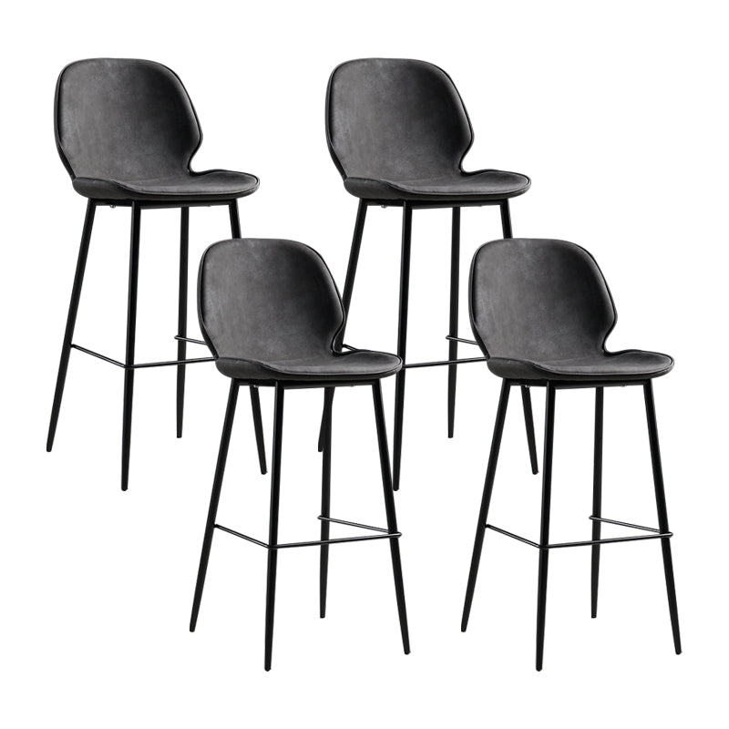 Modern Armless Backrest Counter Stool Iron Bedroom Bar Stool with Leather Cushion White-Gray 4 Piece Set Clearhalo 'Bar Furniture' 'Bar Stools' 'bar_stools' 'furn' 'furn_bar_stools' 'furniture_bar_stools' 'Kitchen & Dining Furniture' 'kitchen&dining_furn' 'kitchen' 'kitchen_furn' Furniture' 4296655
