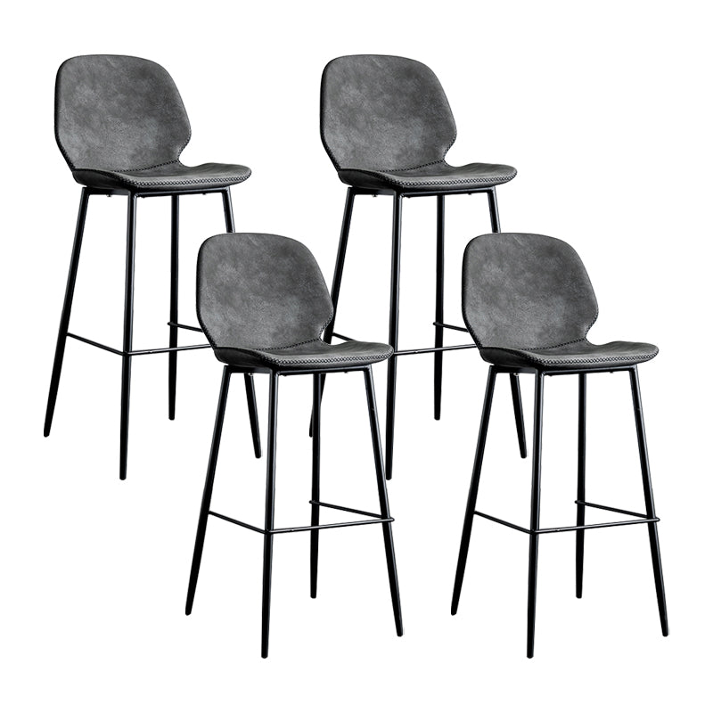 Modern Armless Backrest Counter Stool Iron Bedroom Bar Stool with Leather Cushion Dark Gray 4 Piece Set Clearhalo 'Bar Furniture' 'Bar Stools' 'bar_stools' 'furn' 'furn_bar_stools' 'furniture_bar_stools' 'Kitchen & Dining Furniture' 'kitchen&dining_furn' 'kitchen' 'kitchen_furn' Furniture' 4296658