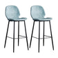 Modern Armless Backrest Counter Stool Iron Bedroom Bar Stool with Leather Cushion Blue 2 Piece Set Clearhalo 'Bar Furniture' 'Bar Stools' 'bar_stools' 'furn' 'furn_bar_stools' 'furniture_bar_stools' 'Kitchen & Dining Furniture' 'kitchen&dining_furn' 'kitchen' 'kitchen_furn' Furniture' 4296663