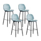 Modern Armless Backrest Counter Stool Iron Bedroom Bar Stool with Leather Cushion Blue 4 Piece Set Clearhalo 'Bar Furniture' 'Bar Stools' 'bar_stools' 'furn' 'furn_bar_stools' 'furniture_bar_stools' 'Kitchen & Dining Furniture' 'kitchen&dining_furn' 'kitchen' 'kitchen_furn' Furniture' 4296664