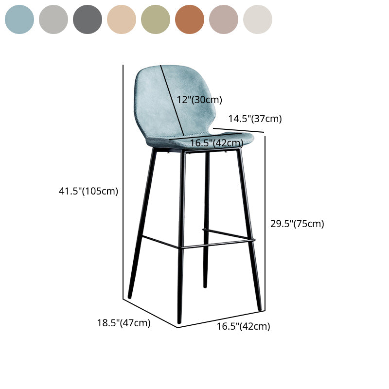 Modern Armless Backrest Counter Stool Iron Bedroom Bar Stool with Leather Cushion Clearhalo 'Bar Furniture' 'Bar Stools' 'bar_stools' 'furn' 'furn_bar_stools' 'furniture_bar_stools' 'Kitchen & Dining Furniture' 'kitchen&dining_furn' 'kitchen' 'kitchen_furn' Furniture' 4296665