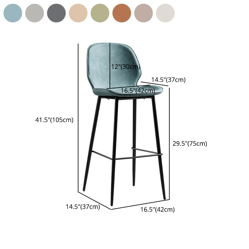 Modern Armless Backrest Counter Stool Iron Bedroom Bar Stool with Leather Cushion Clearhalo 'Bar Furniture' 'Bar Stools' 'bar_stools' 'furn' 'furn_bar_stools' 'furniture_bar_stools' 'Kitchen & Dining Furniture' 'kitchen&dining_furn' 'kitchen' 'kitchen_furn' Furniture' 4296666